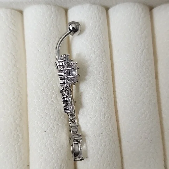 FLOWER Crystal BELLY BUTTON RING Multi GEMS - Picture 2 of 4